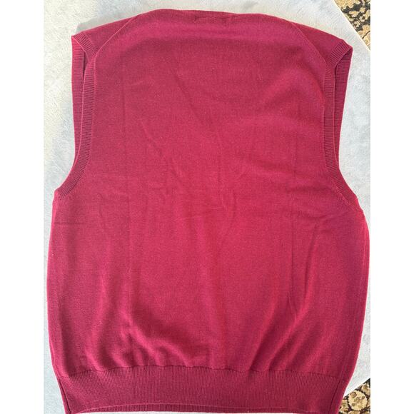 Kallspin Sweater Vest Cashmere Wool Blend Burgundy Red Mens XL V-neck - Picture 4 of 4